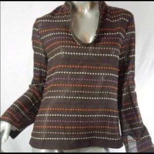 Tory Burch brown top with embroidered details